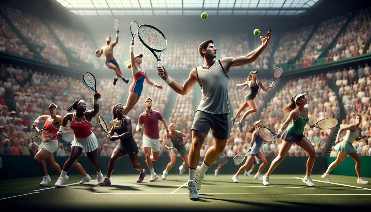 Joueurs de Tennis en H en pleine action. Photo illustrant des joueurs professionnels de tennis dont le nom commence par H.